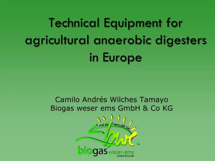 technical equipment for agricultural anaerobic digesters in europe