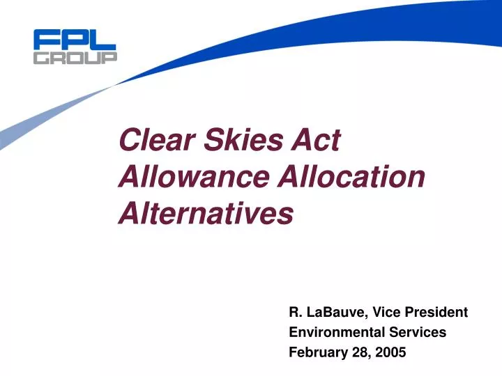 clear skies act allowance allocation alternatives