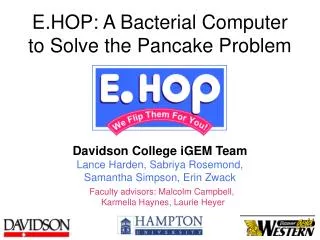 E.HOP: A Bacterial Computer to Solve the Pancake Problem