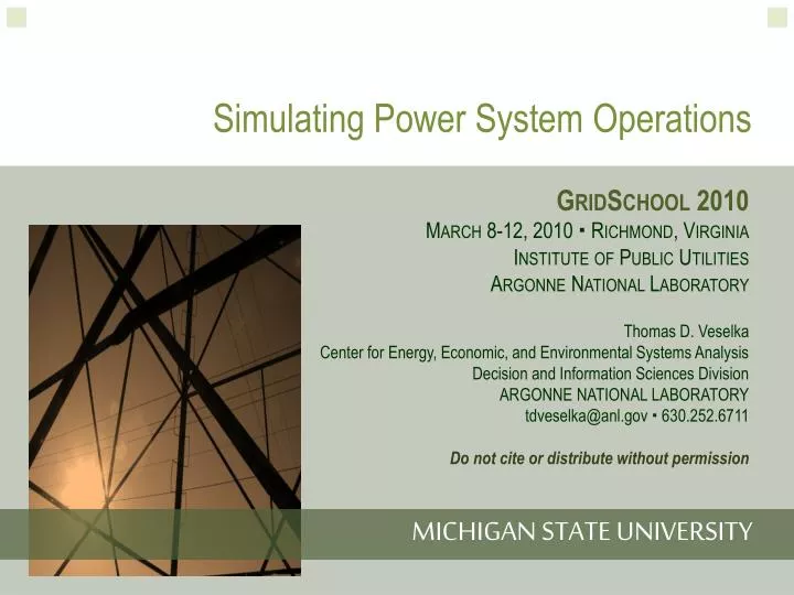 simulating power system operations