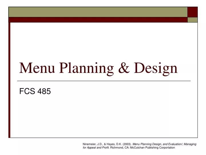 menu planning design