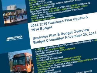 2014-2016 Business Plan Update &amp; 2014 Budget Business Plan &amp; Budget Overview