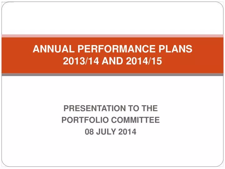 annual performance plans 2013 14 and 2014 15