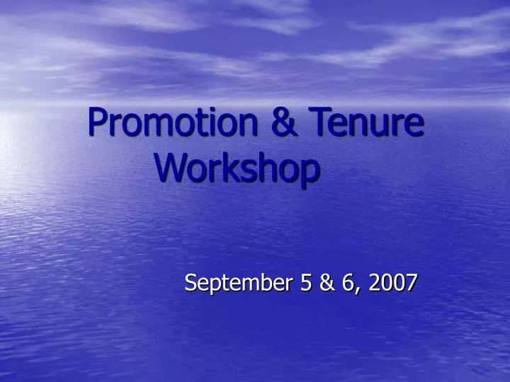 promotion tenure workshop