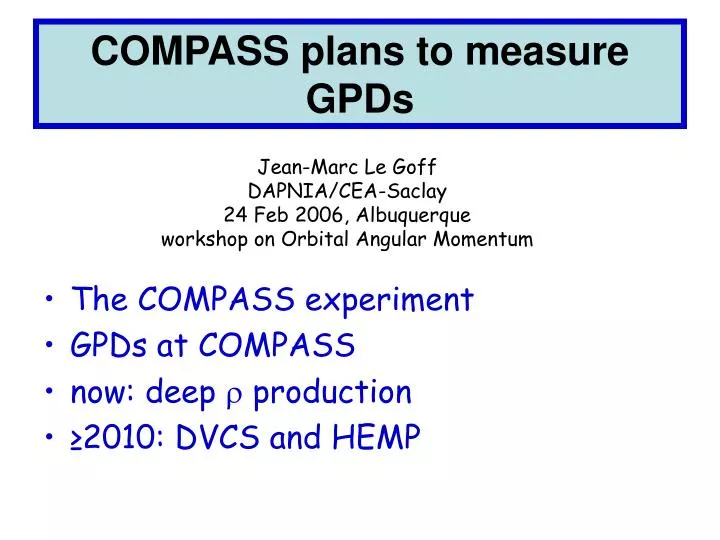 compass plans to measure gpds