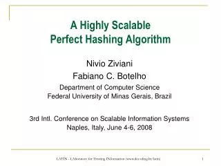 A Highly Scalable Perfect Hashing Algorithm