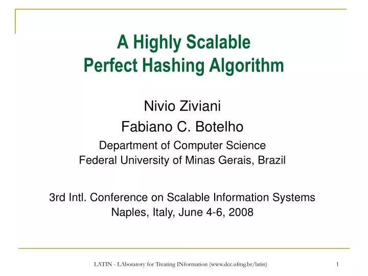 a highly scalable perfect hashing algorithm