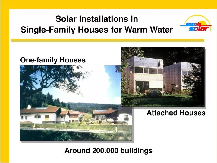 solar installations in single family houses for warm water