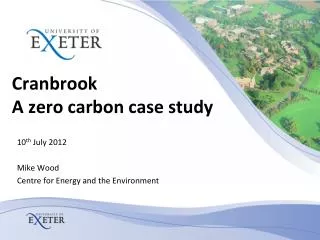 Cranbrook A zero carbon case study