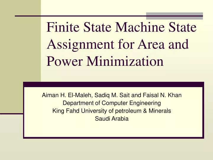 finite state machine state assignment for area and power minimization