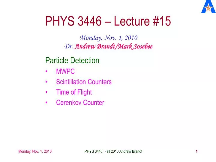phys 3446 lecture 15