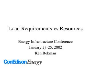 Load Requirements vs Resources