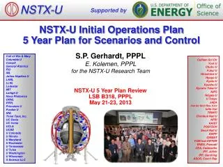 NSTX-U Initial Operations Plan 5 Year Plan for Scenarios and Control