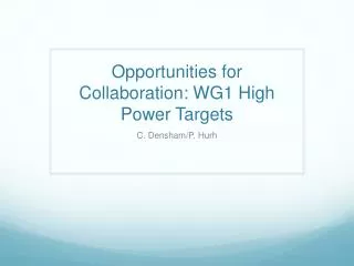 Opportunities for Collaboration: WG1 High Power Targets