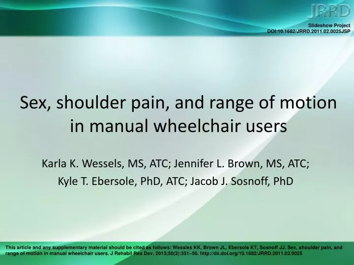 sex shoulder pain and range of motion in manual wheelchair users