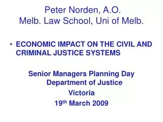 Peter Norden, A.O. Melb. Law School, Uni of Melb.