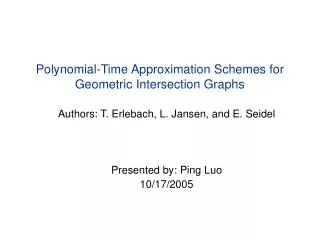 Polynomial-Time Approximation Schemes for Geometric Intersection Graphs