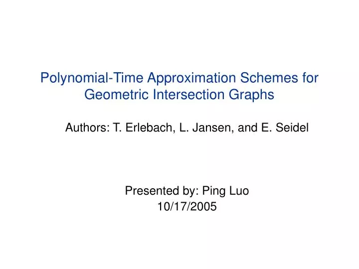 polynomial time approximation schemes for geometric intersection graphs