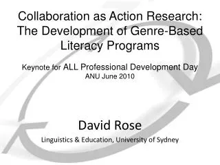 Collaboration as Action Research: The Development of Genre-Based Literacy Programs