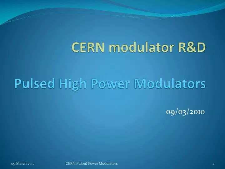 cern modulator r d pulsed high power modulators