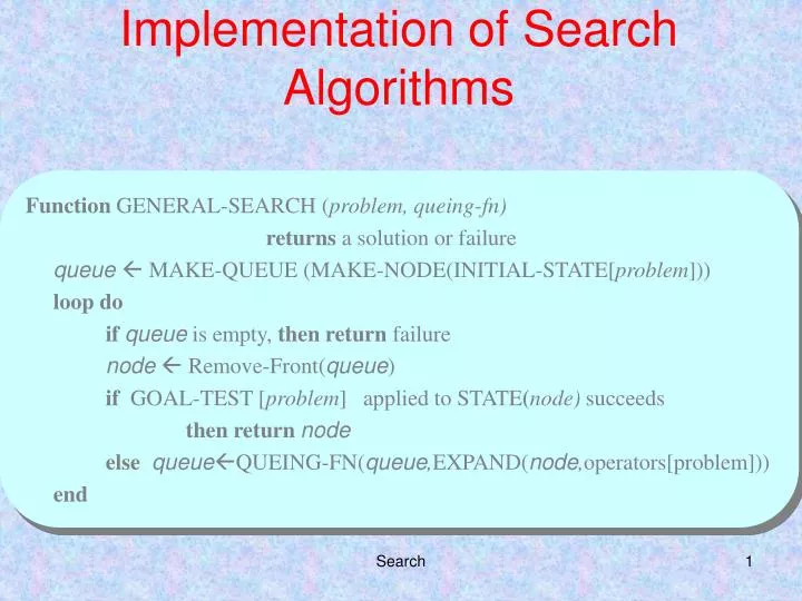 implementation of search algorithms