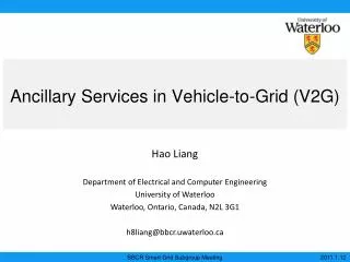 Ancillary Services in Vehicle-to-Grid (V2G)