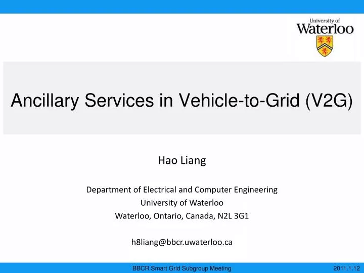 ancillary services in vehicle to grid v2g