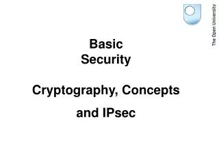 Basic Security Cryptography, Concepts and IPsec