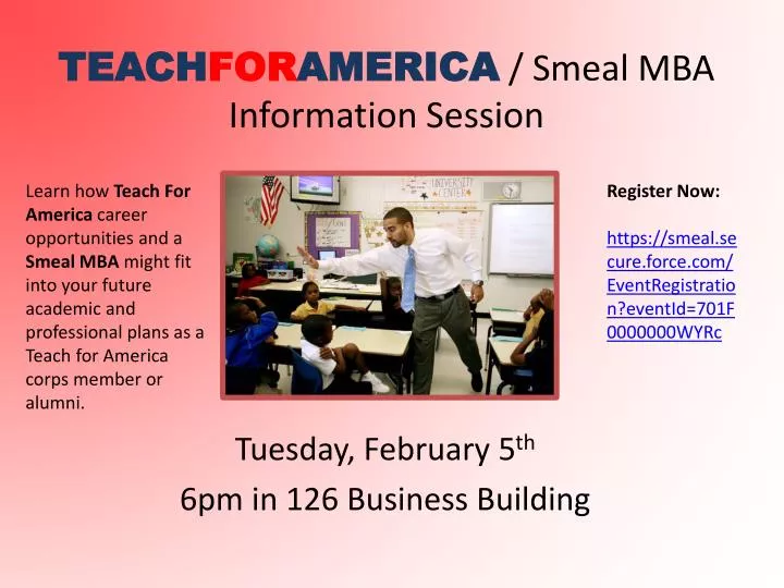 teach for america smeal mba information session