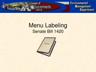 Menu Labeling Senate Bill 1420