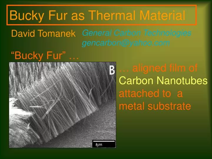 aligned film of carbon nanotubes attached to a metal substrate