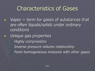 Characteristics of Gases