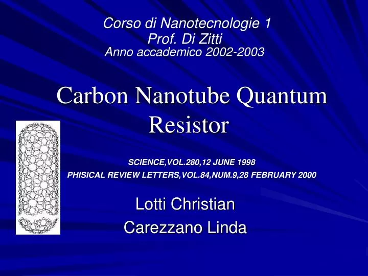 carbon nanotube quantum resistor