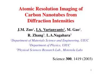 Atomic Resolution Imaging of Carbon Nanotubes from Diffraction Intensities