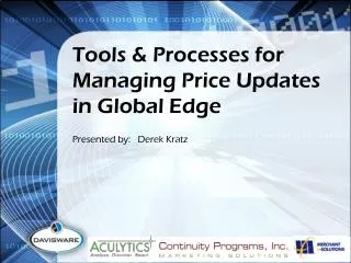 Tools &amp; Processes for Managing Price Updates in Global Edge