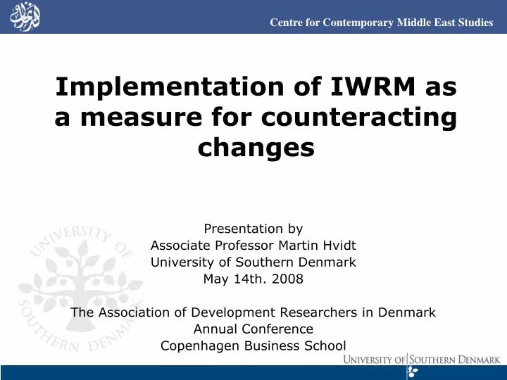 implementation of iwrm as a measure for counteracting changes