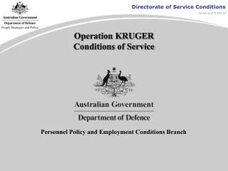 Operation KRUGER Conditions of Service