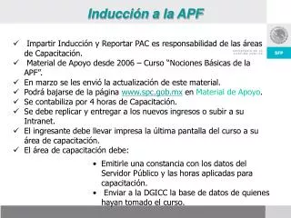 inducci n a la apf