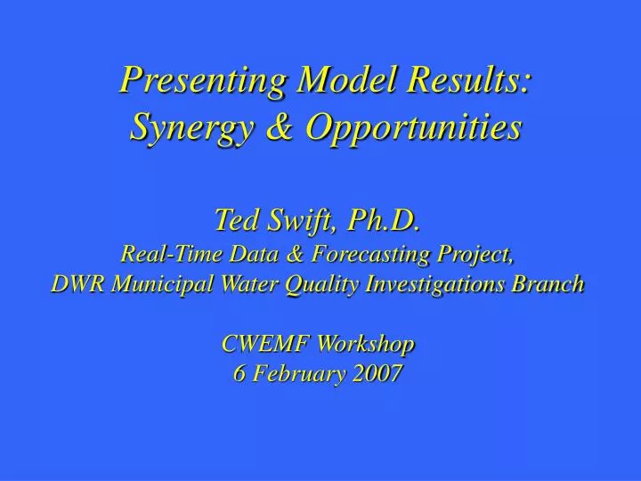 presenting model results synergy opportunities
