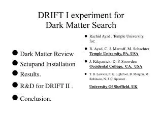 DRIFT I experiment for Dark Matter Search