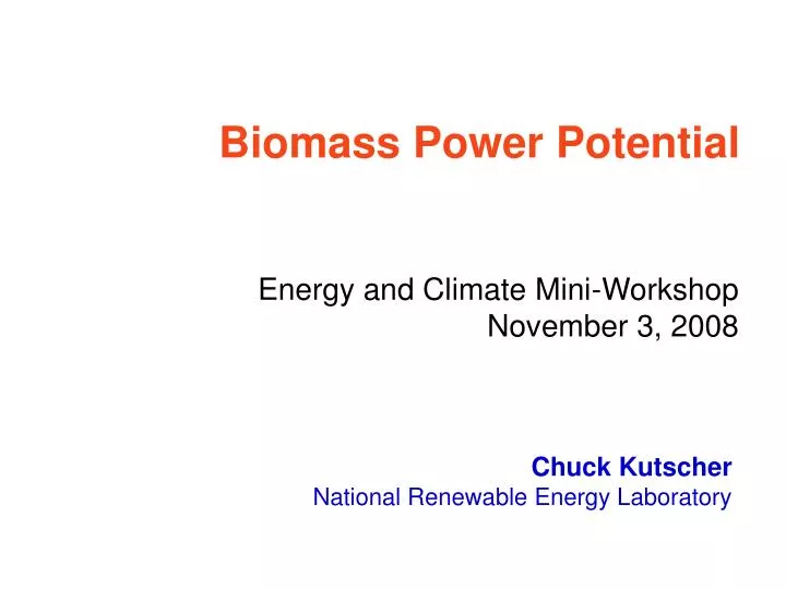 chuck kutscher national renewable energy laboratory