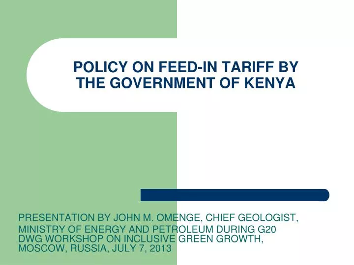 policy on feed in tariff by the government of kenya