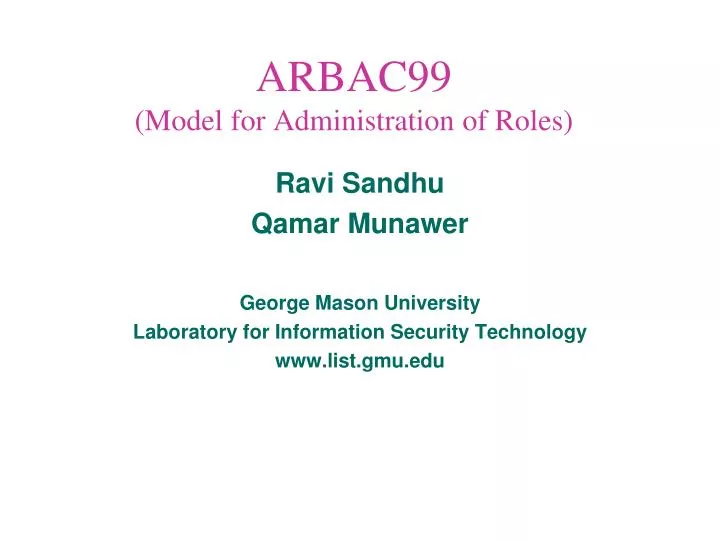 arbac99 model for administration of roles
