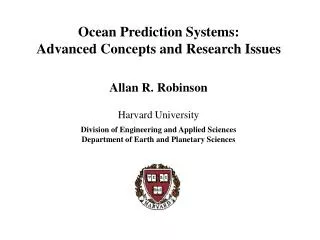 Ocean Prediction Systems: Advanced Concepts and Research Issues