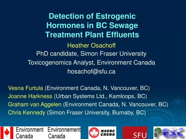 detection of estrogenic hormones in bc sewage treatment plant effluents