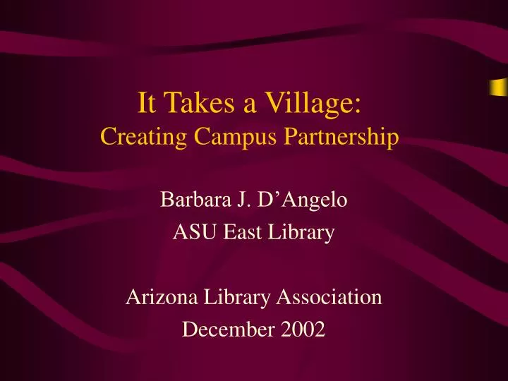 it takes a village creating campus partnership