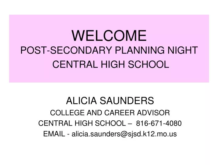 welcome post secondary planning night central high school