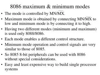 8086 maximum minimum modes