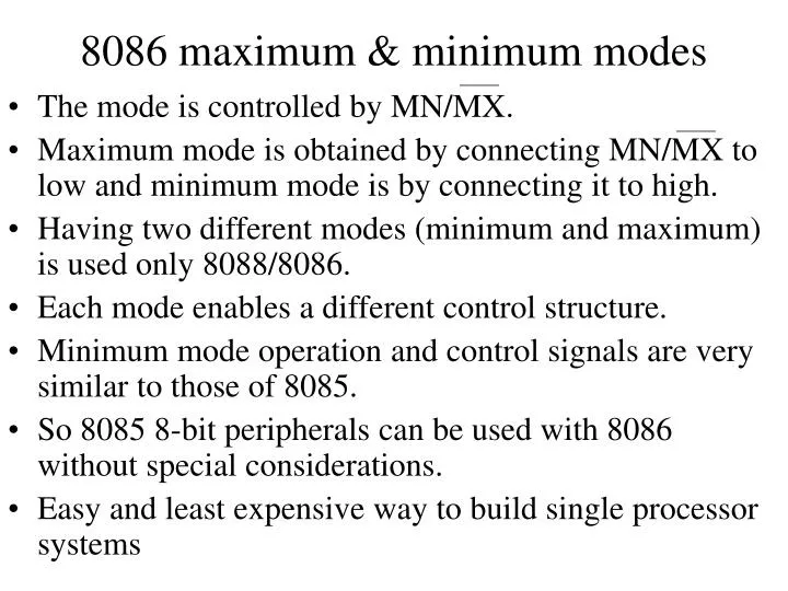 8086 maximum minimum modes