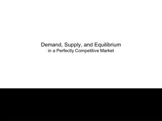 Demand, Supply, and Equilibrium in a Perfectly Competitive Market